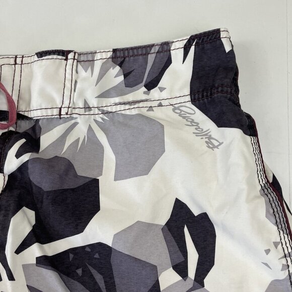 Billabong Boardshorts Swim Trunks Men’s 36 White Black Hawaiian Floral Pockets - Picture 7 of 9